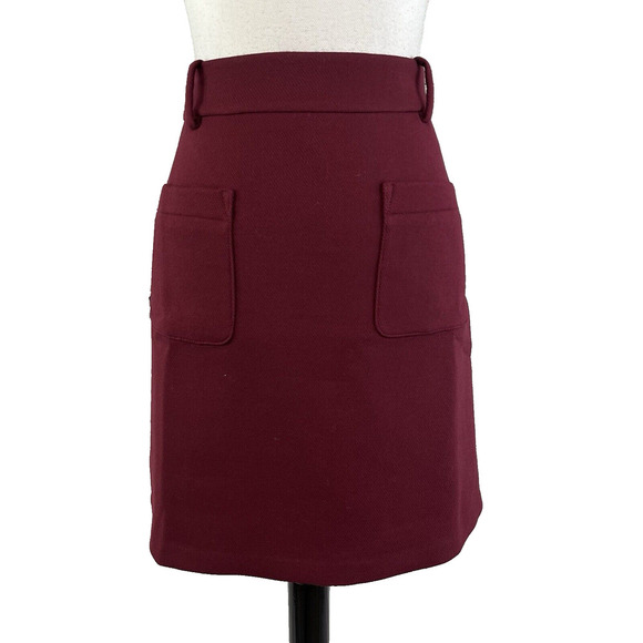 LOFT Dresses & Skirts - Ann Taylor Loft Skirt sz 8 Mulberry Wine Wool Knee A Line Pockets Career Casual